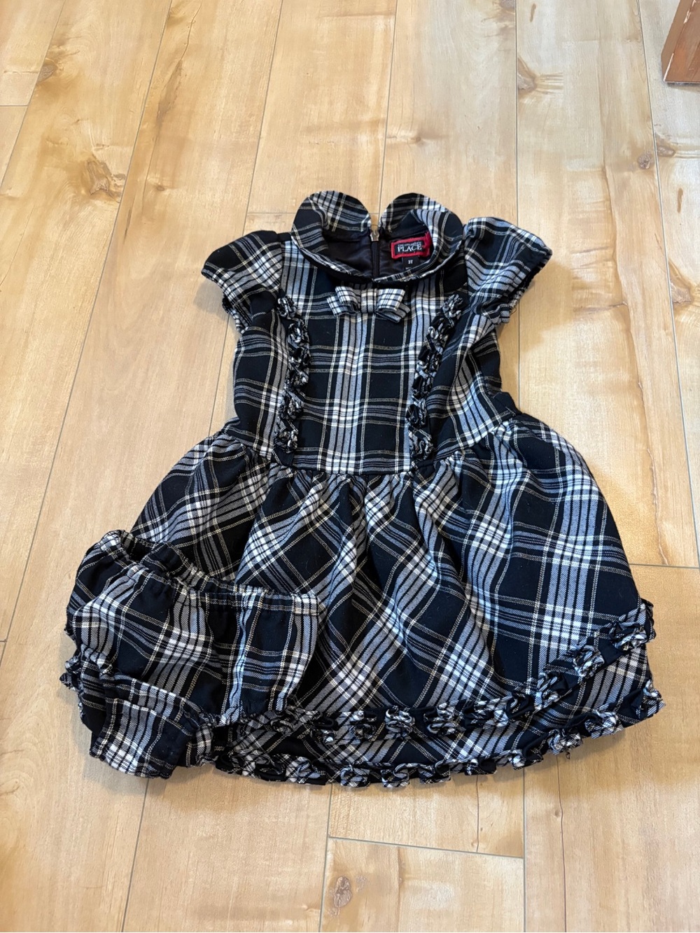 The Children's Place Black & White Plaid Ruffle Dress